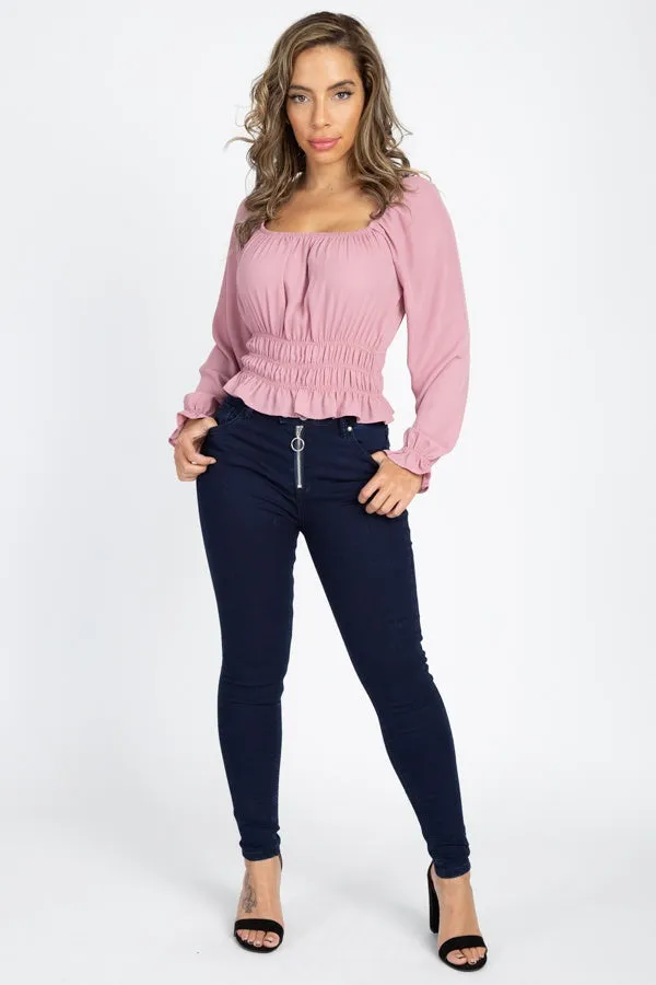 Off Shoulder Ruffle Crop Top