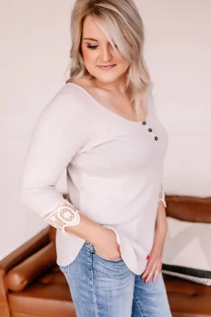 Off The Hook Oatmeal Waffle Knit Top