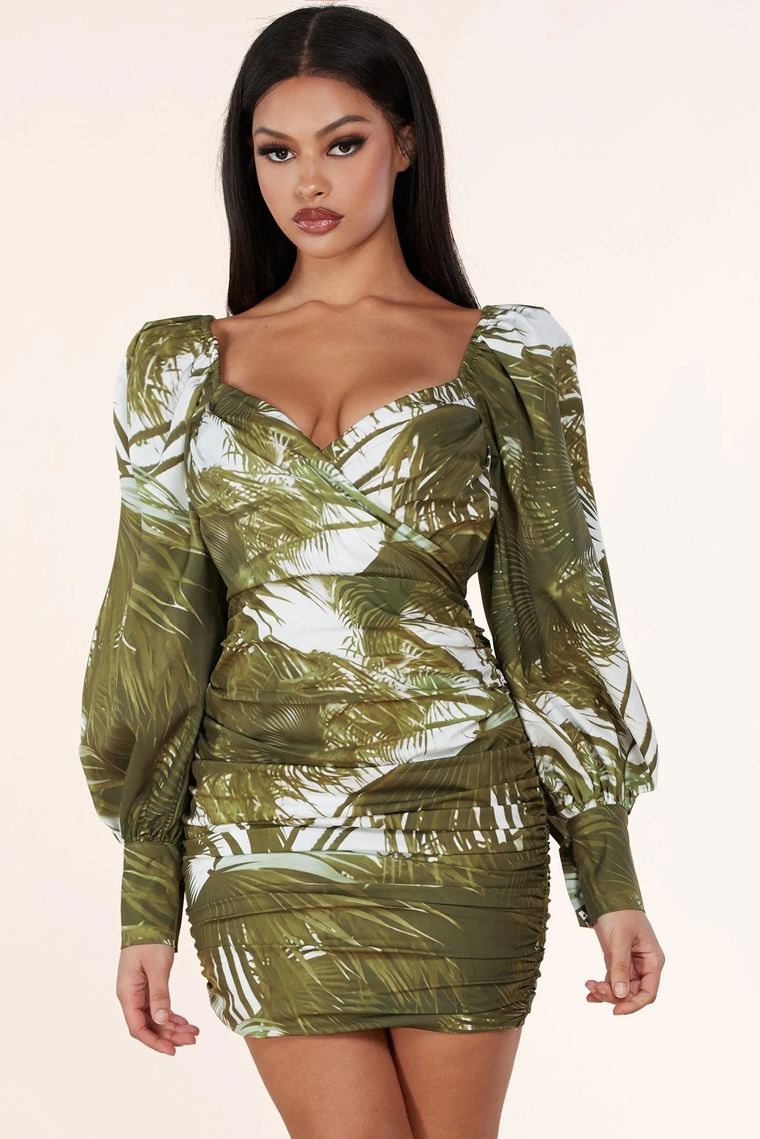 OLIVE LEAFS DRESS MINI