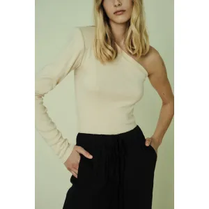 One Shoulder Ribbed Shirt