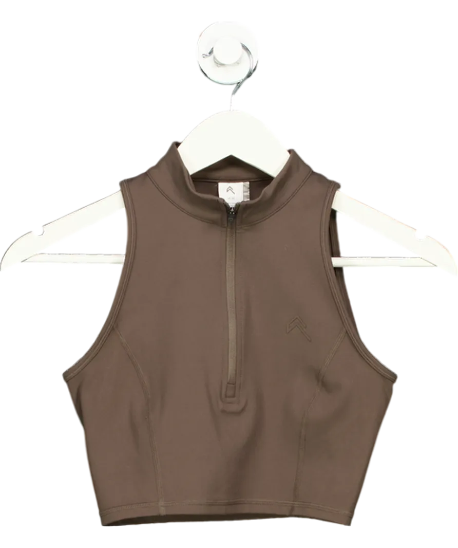 Oner Active Brown Half Zip Crop Tank Top UK XS