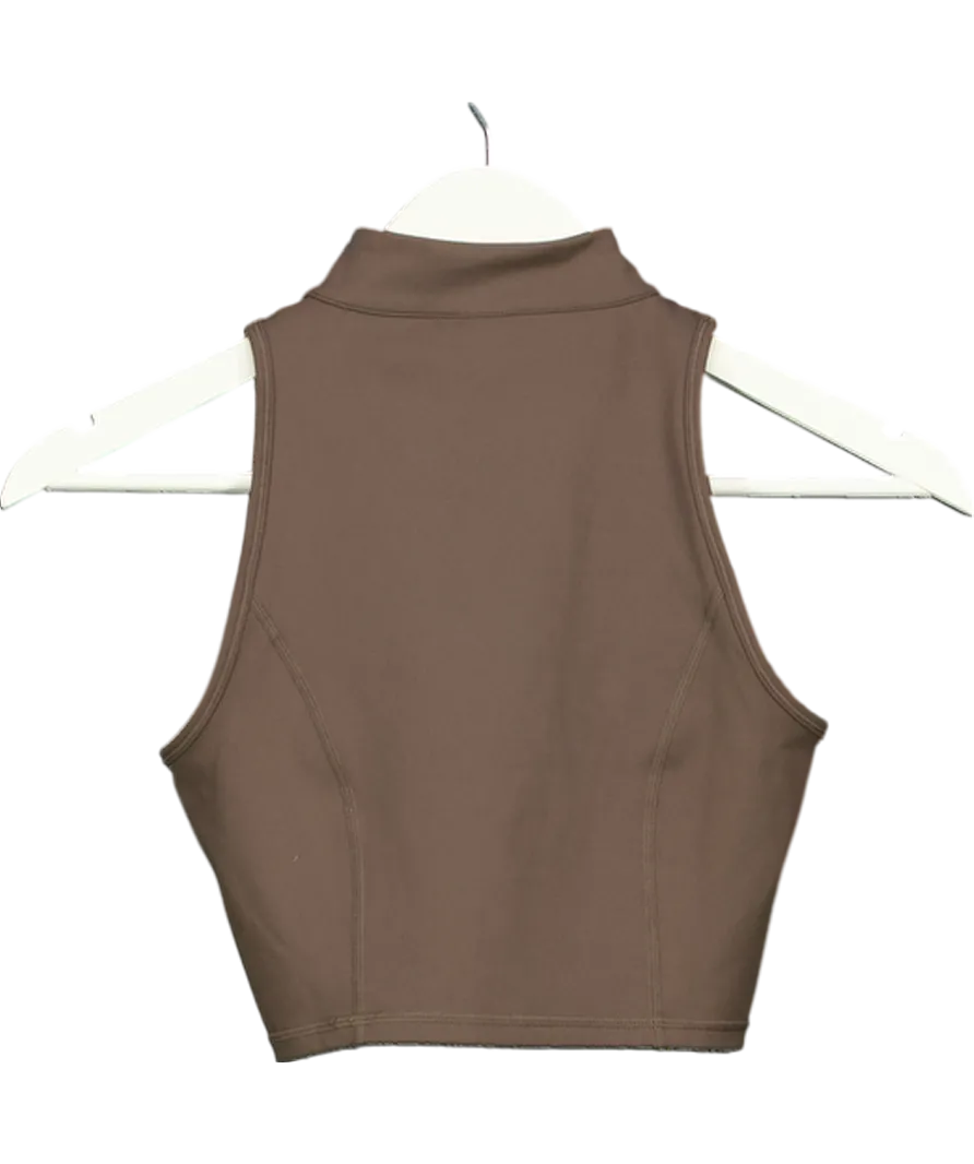 Oner Active Brown Half Zip Crop Tank Top UK XS