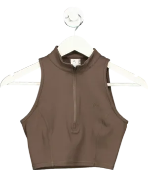 Oner Active Brown Half Zip Crop Tank Top UK XS