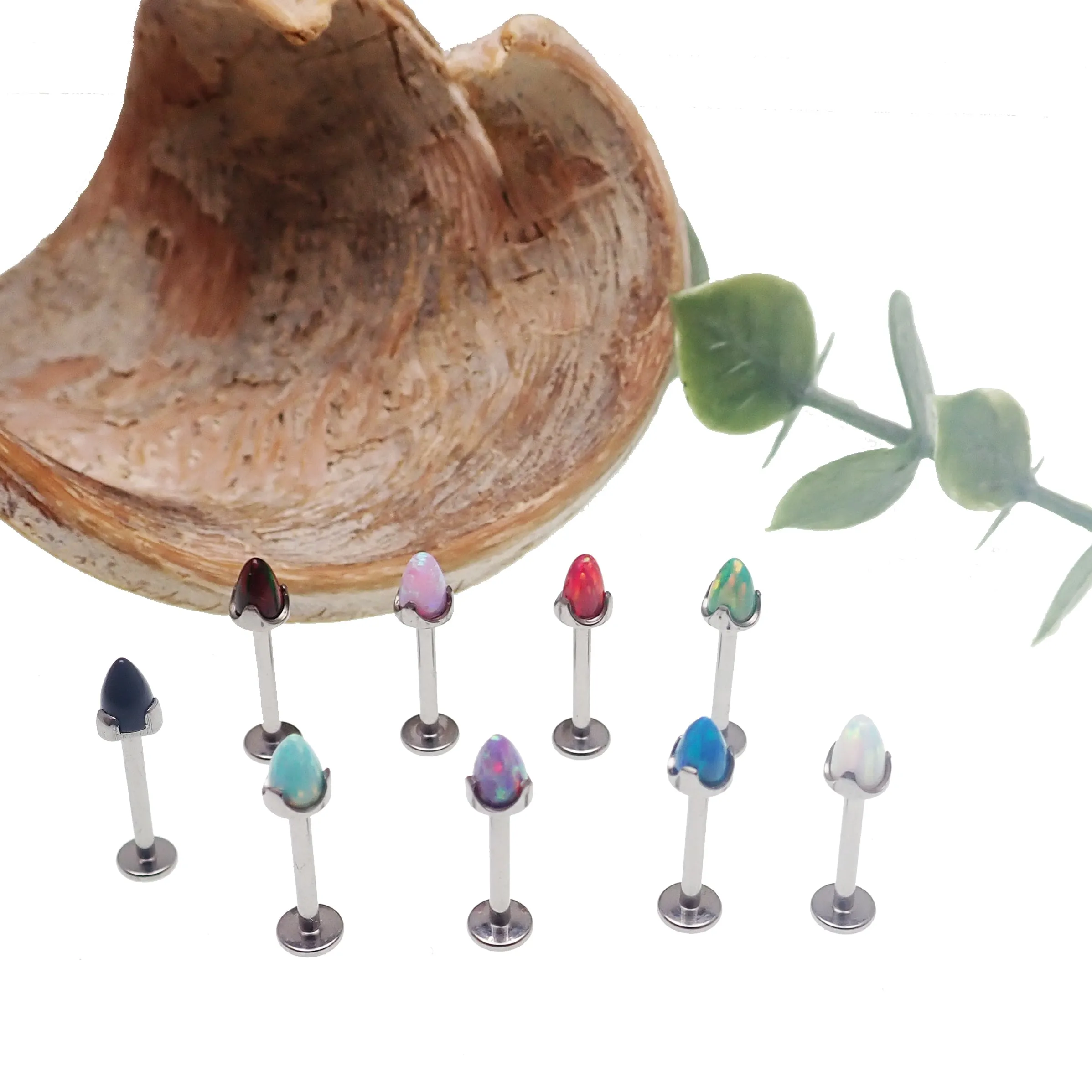 Opal 4mm Cone Flatback Labrets 14g, 16g, 18g