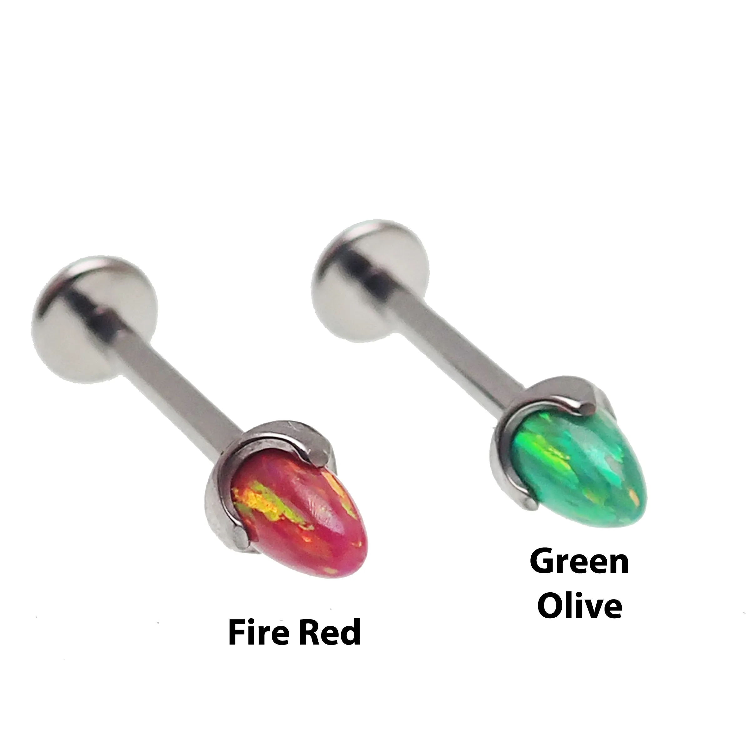Opal 4mm Cone Flatback Labrets 14g, 16g, 18g