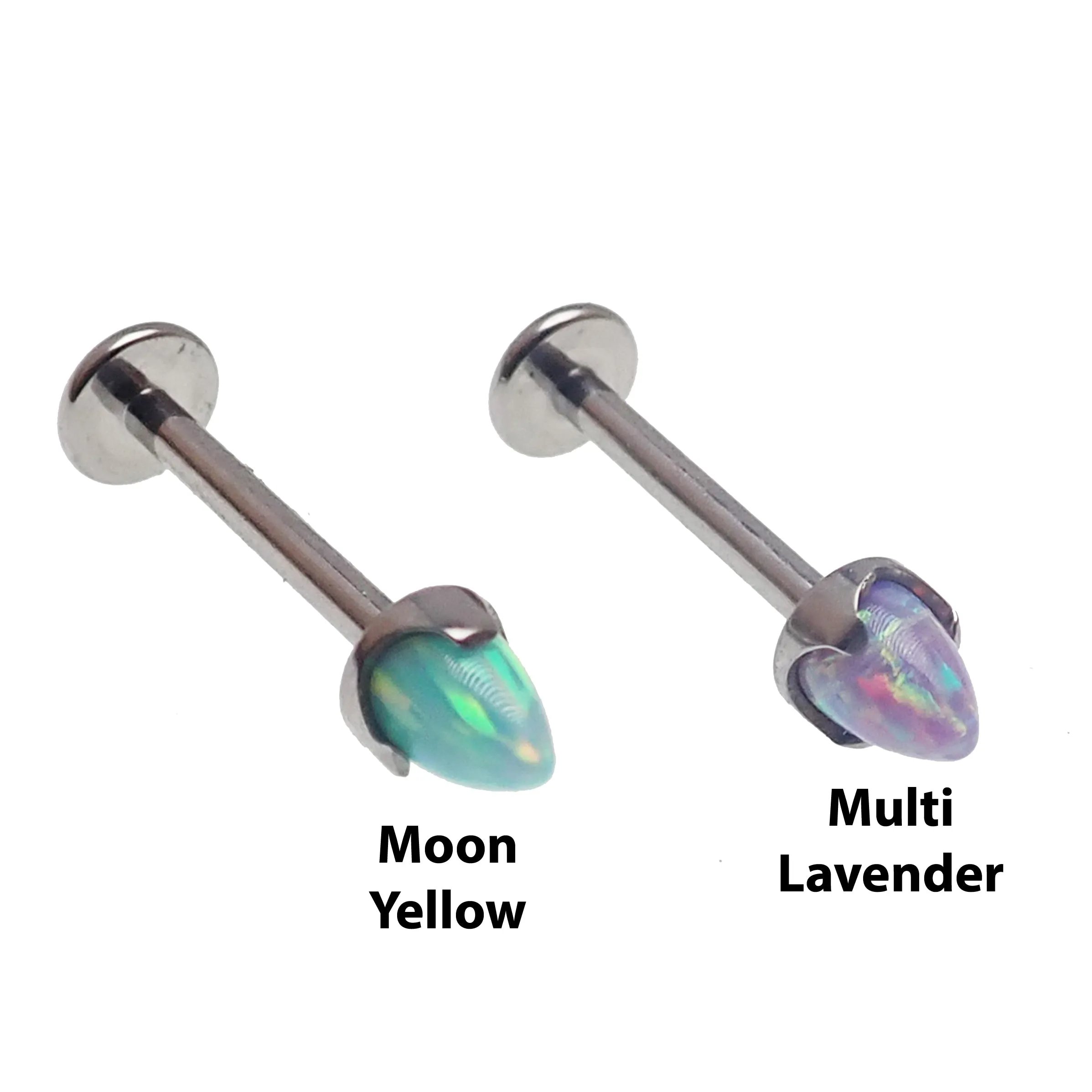 Opal 4mm Cone Flatback Labrets 14g, 16g, 18g
