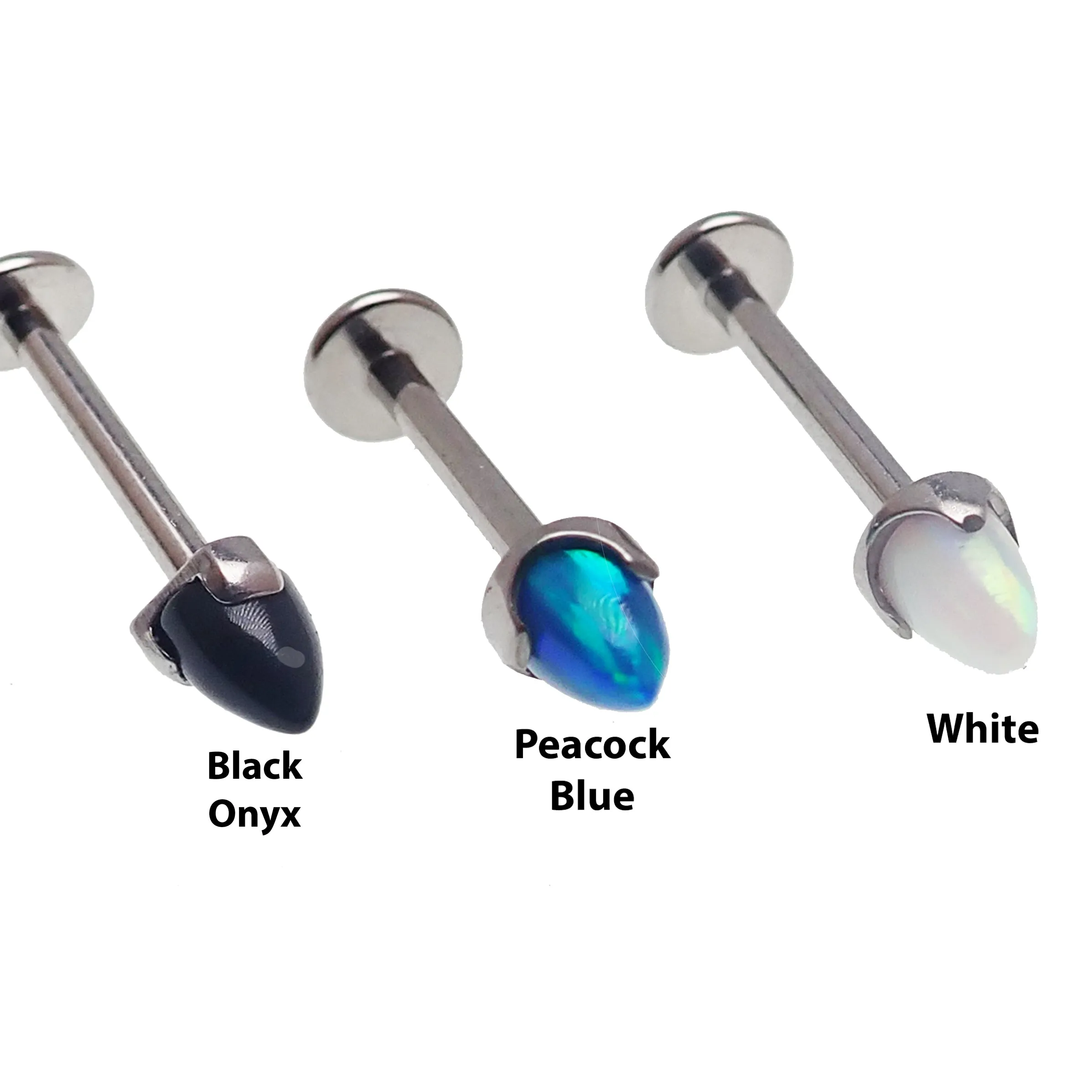 Opal 4mm Cone Flatback Labrets 14g, 16g, 18g