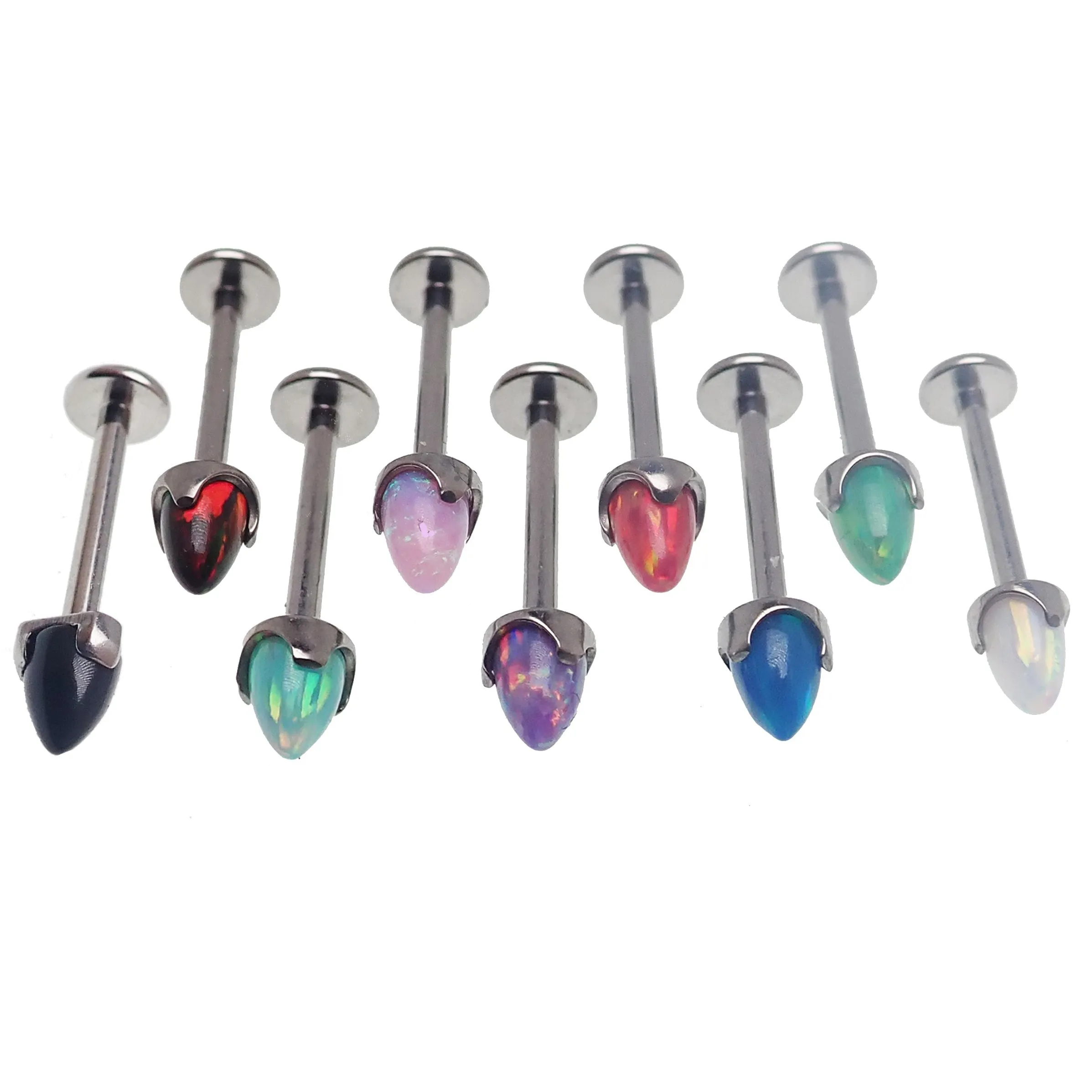 Opal 4mm Cone Flatback Labrets 14g, 16g, 18g