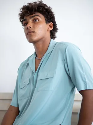 Oversized S/S camp collar shirt