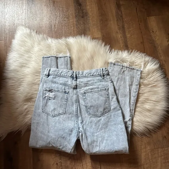 PACSUN High Rise Straight Ripped Jeans