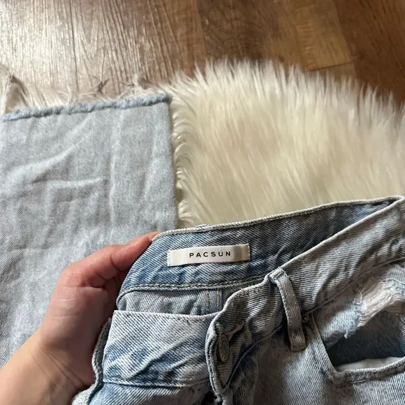 PACSUN High Rise Straight Ripped Jeans