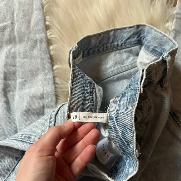 PACSUN High Rise Straight Ripped Jeans