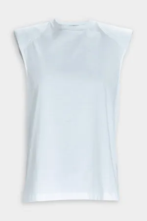 Padded Shoulder Sleeveless Top in Blue Grey