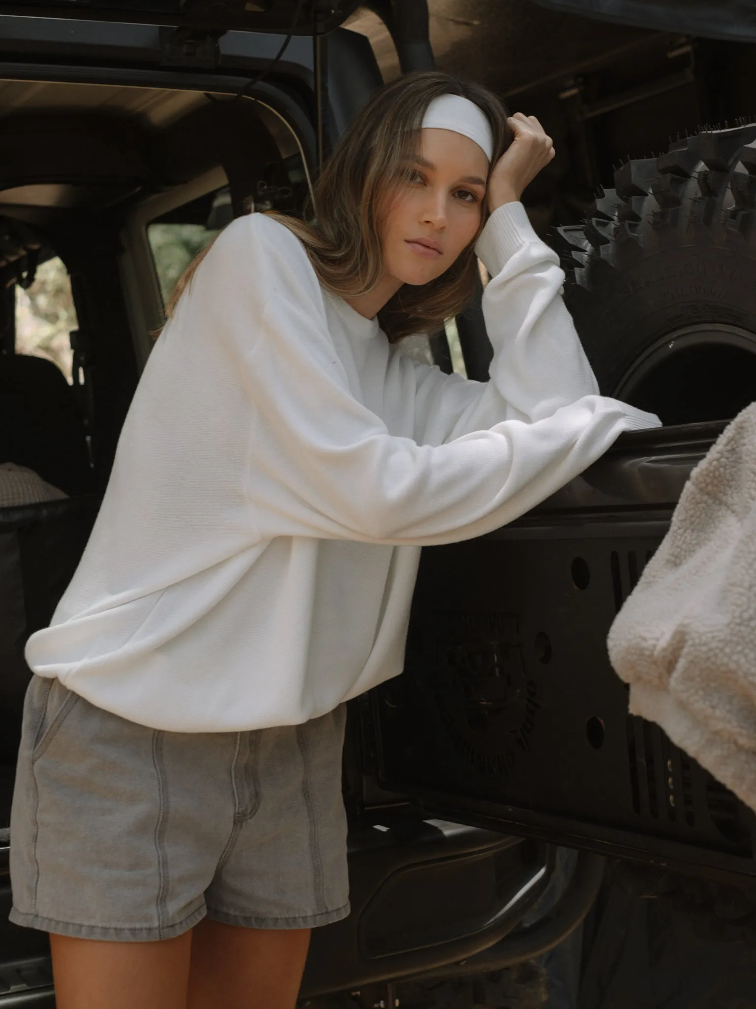PANELLED DENIM SHORT - VINTAGE GRAY