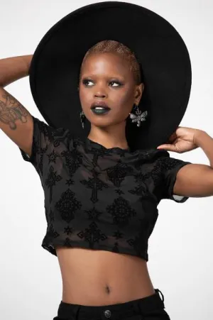 Petra Mesh Crop Top - Black -