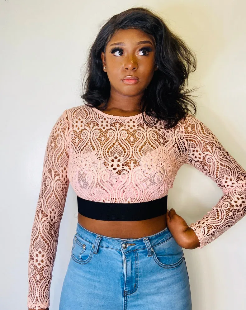 Pink Lace Crop