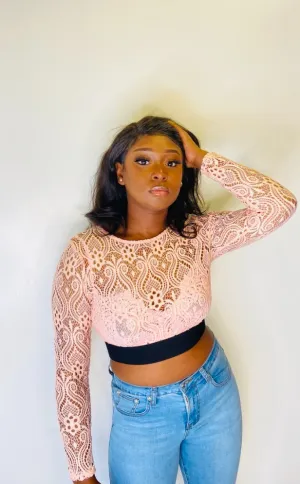 Pink Lace Crop