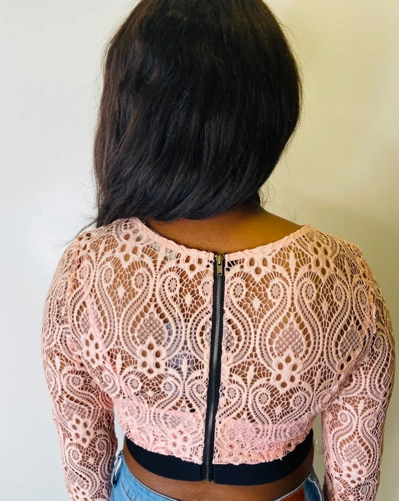 Pink Lace Crop