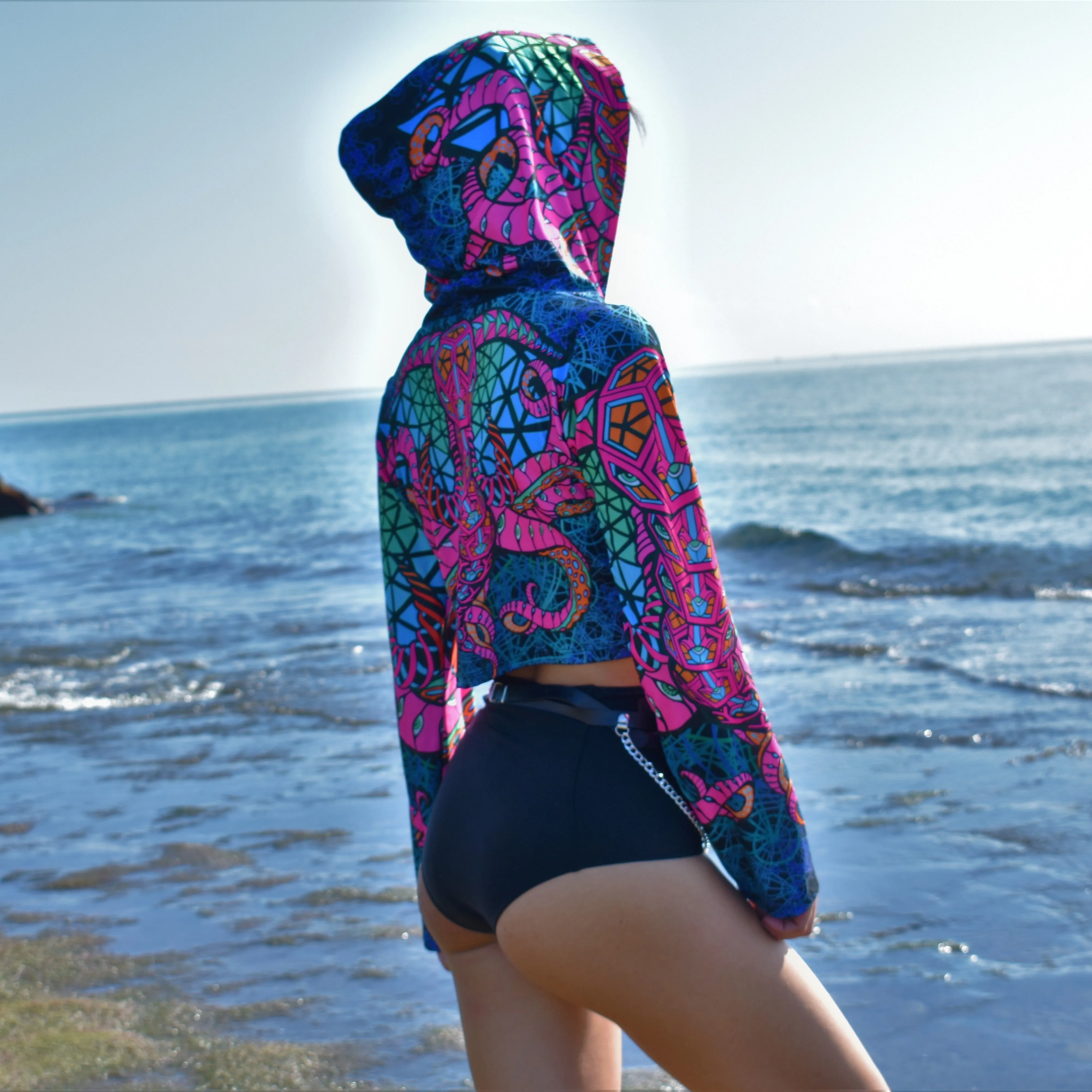 Pink OctoPhant Crop Hoodie