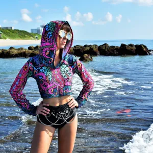 Pink OctoPhant Crop Hoodie