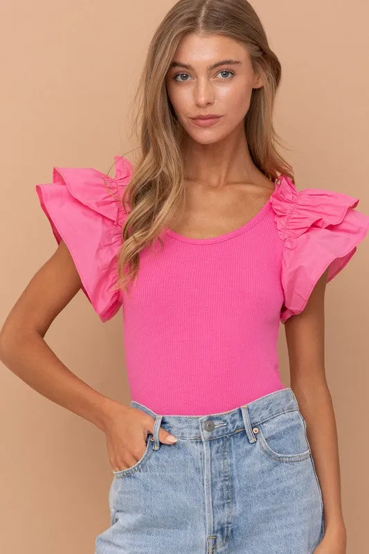 Pink Ruffle SLV Bodysuit