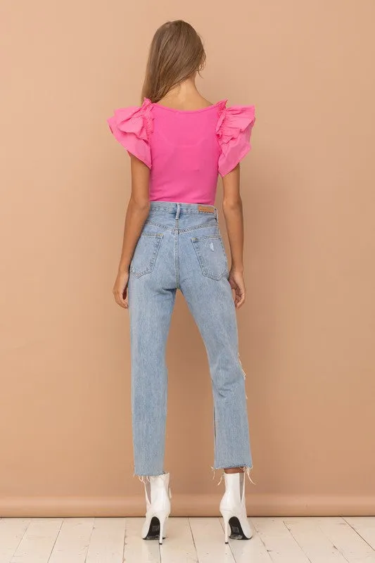 Pink Ruffle SLV Bodysuit