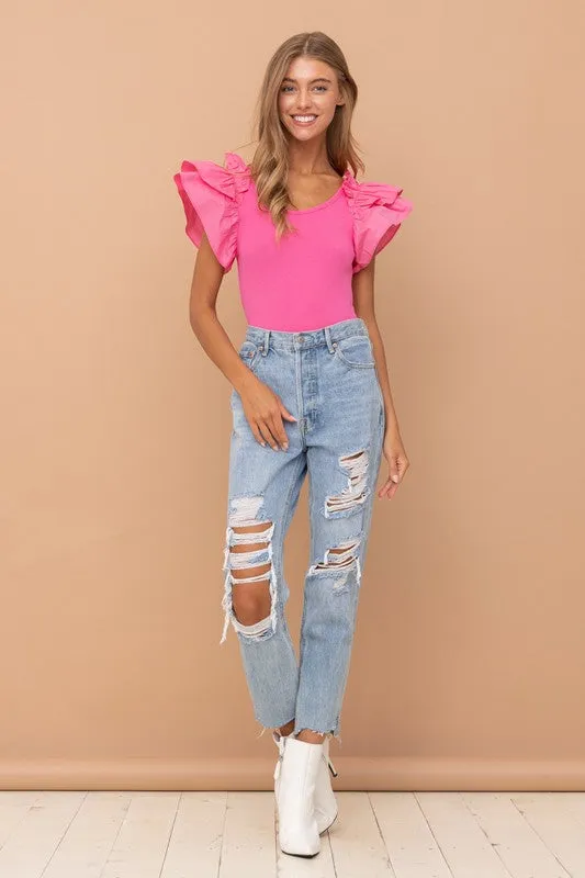 Pink Ruffle SLV Bodysuit