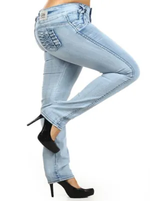 Plus Size Booty Lifter Pocket Light Jeans