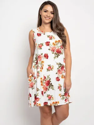 PLUS SIZE SLEEVELESS FLORAL MINI DRESS