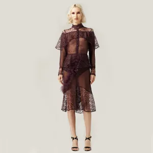 Purple Chiffon and Lace Dress