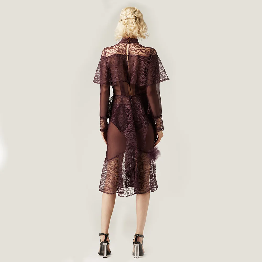 Purple Chiffon and Lace Dress
