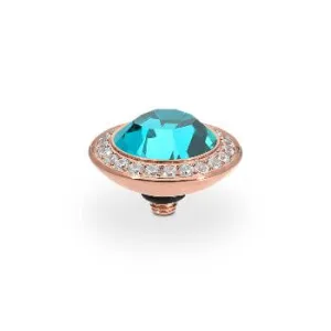 Qudo Tondo Deluxe 13mm Rose Gold Topper - Blue Zircon