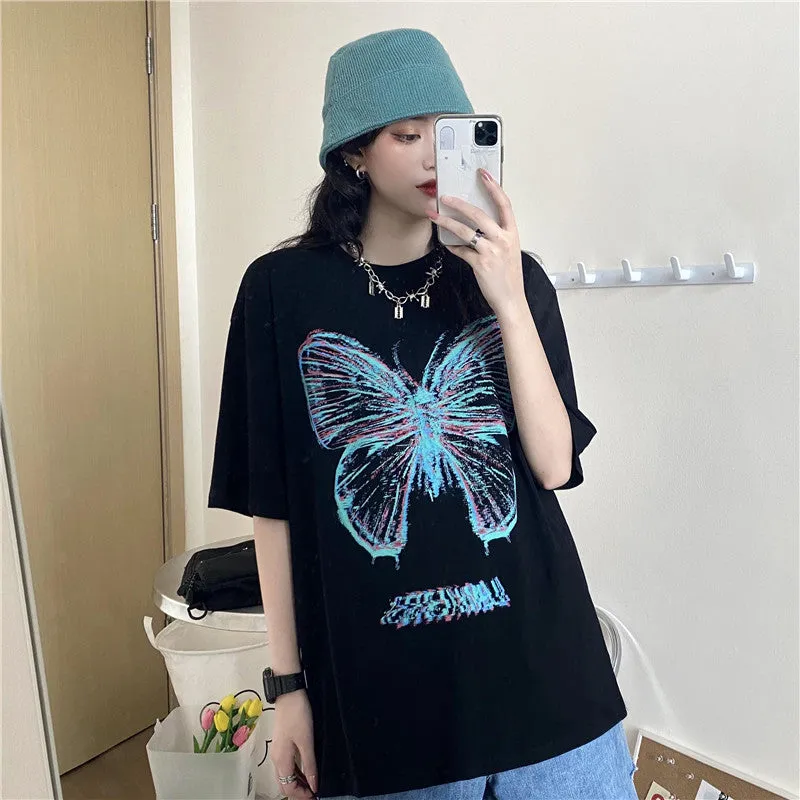 "BLUE BUTTERFLY PRINT" T-SHIRT UB2403