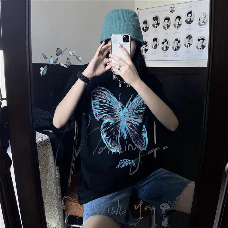 "BLUE BUTTERFLY PRINT" T-SHIRT UB2403
