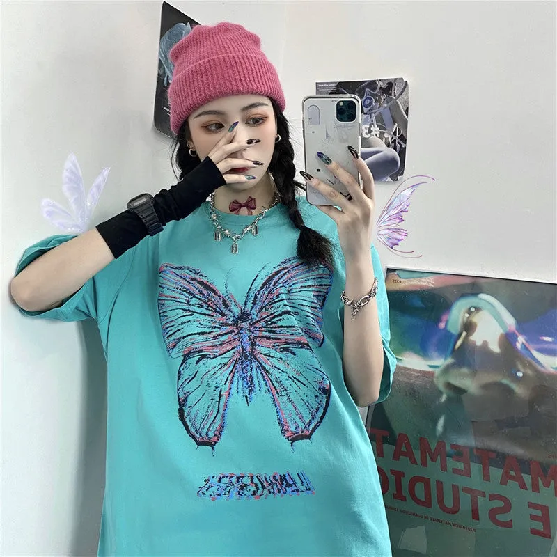 "BLUE BUTTERFLY PRINT" T-SHIRT UB2403