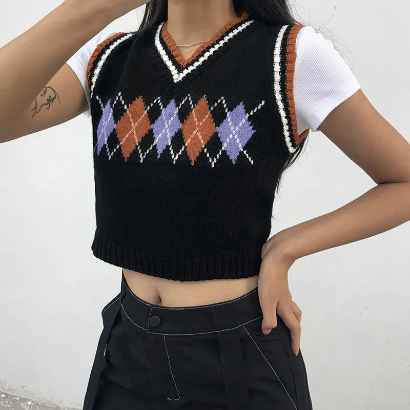 "DIAMOND PLAID SWEATER" VEST N102909