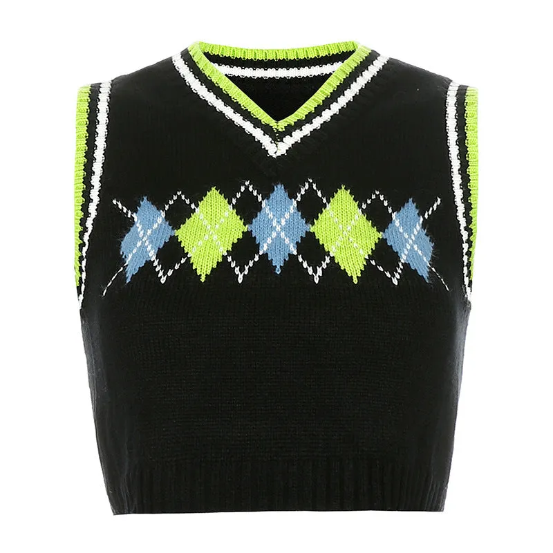 "DIAMOND PLAID SWEATER" VEST N102909