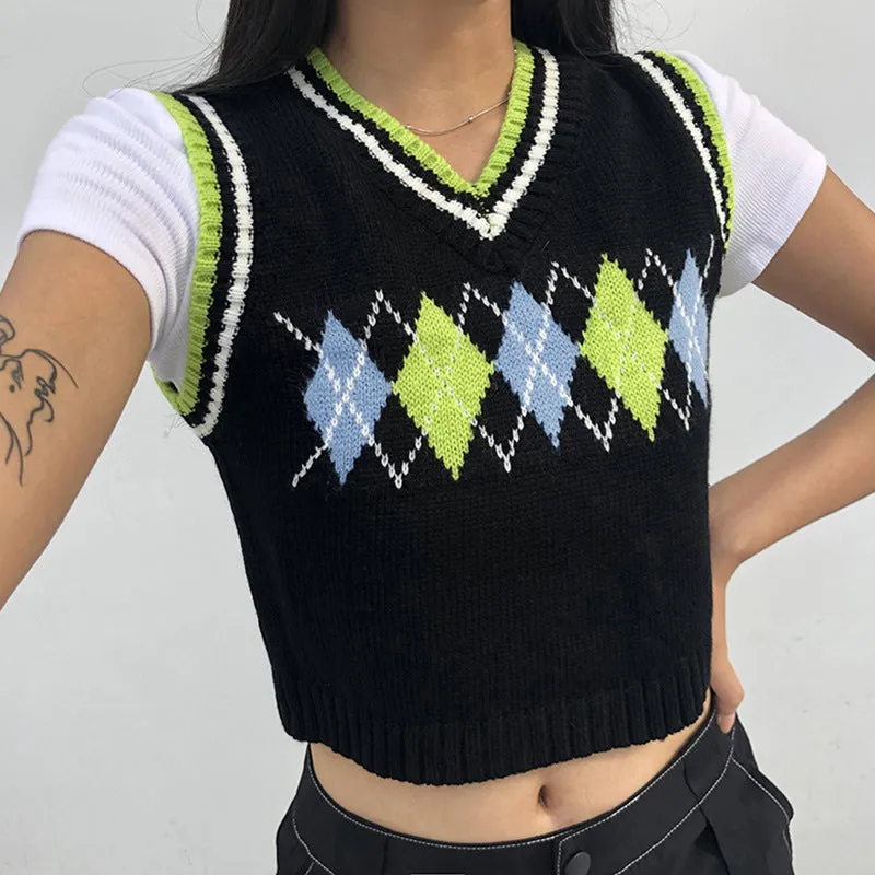 "DIAMOND PLAID SWEATER" VEST N102909