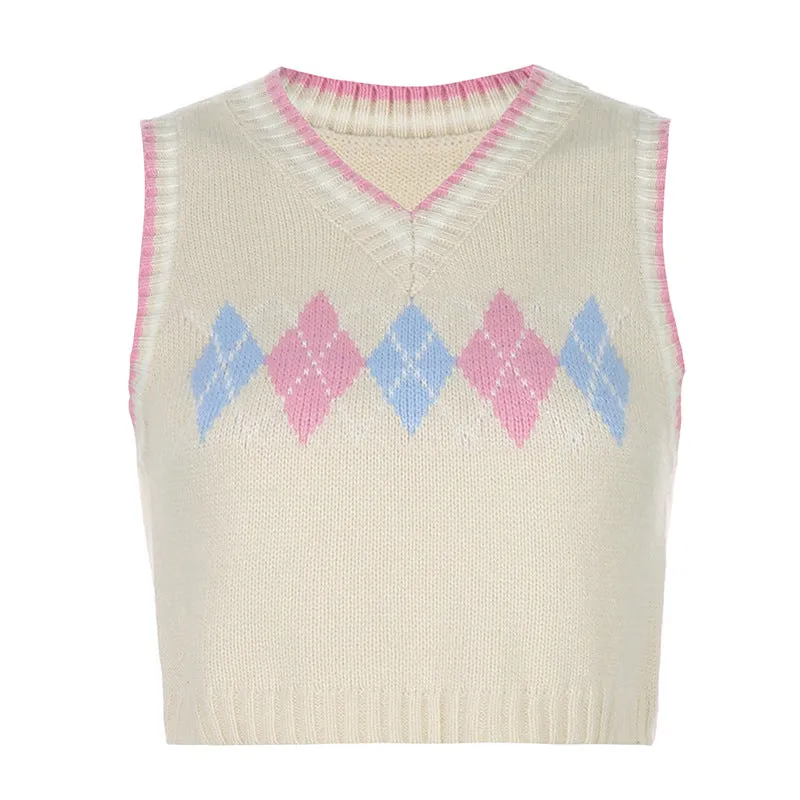 "DIAMOND PLAID SWEATER" VEST N102909