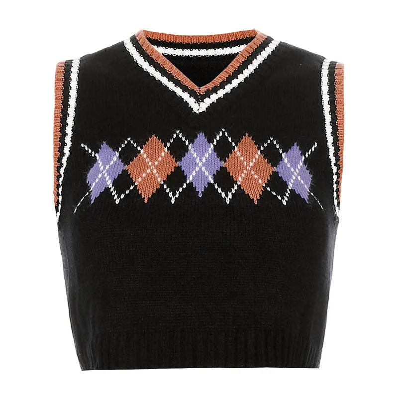 "DIAMOND PLAID SWEATER" VEST N102909