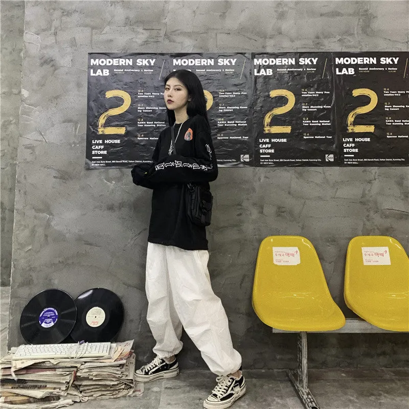 "SLEEVE LETTER PRINT BLACK" SWEATSHIRT N101107