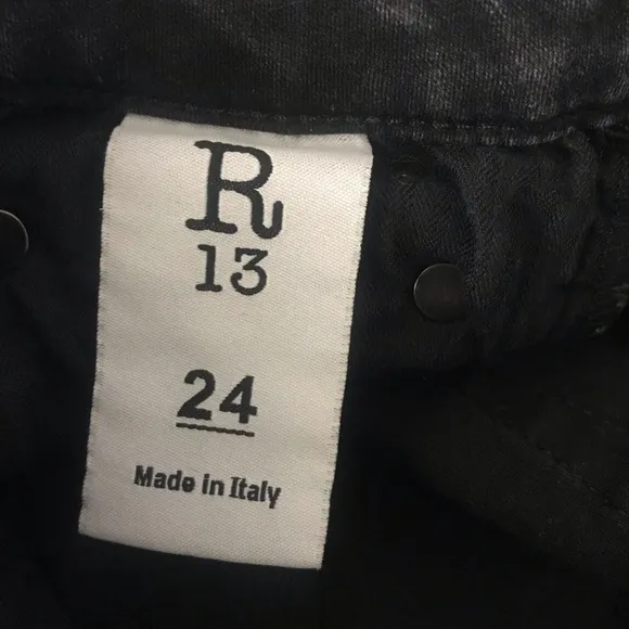 R13 Kate Skinny black jeans size 24”