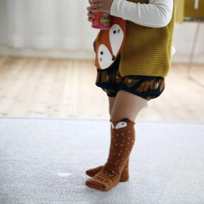 Raccoon Knee Socks in Brown