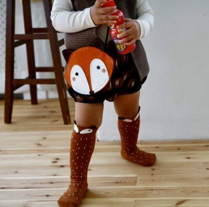 Raccoon Knee Socks in Brown