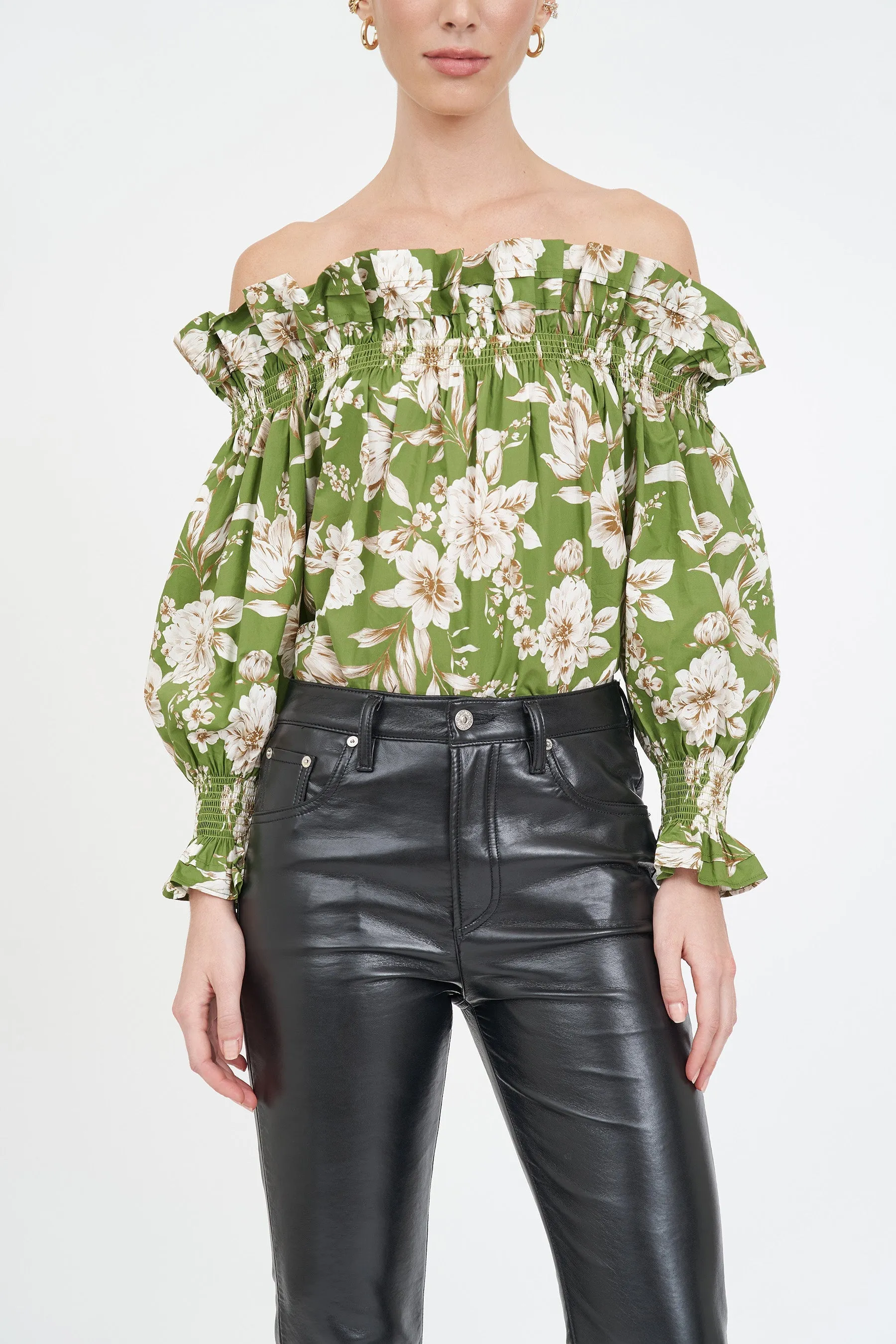 Regina Top in Green Magnolia