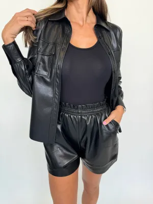 Reset Rizzo Faux Leather Button Up Shacket