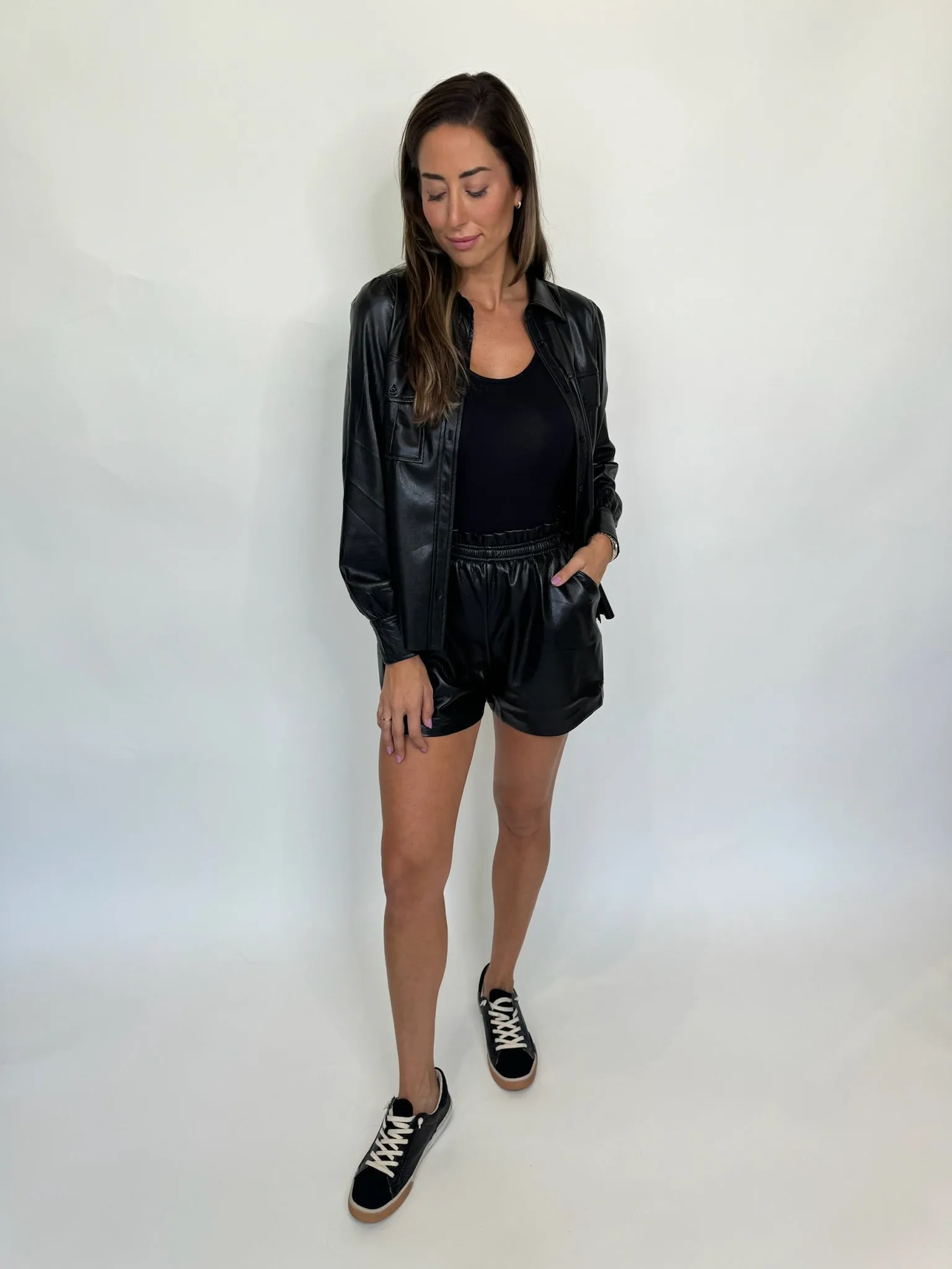 Reset Rizzo Faux Leather Button Up Shacket