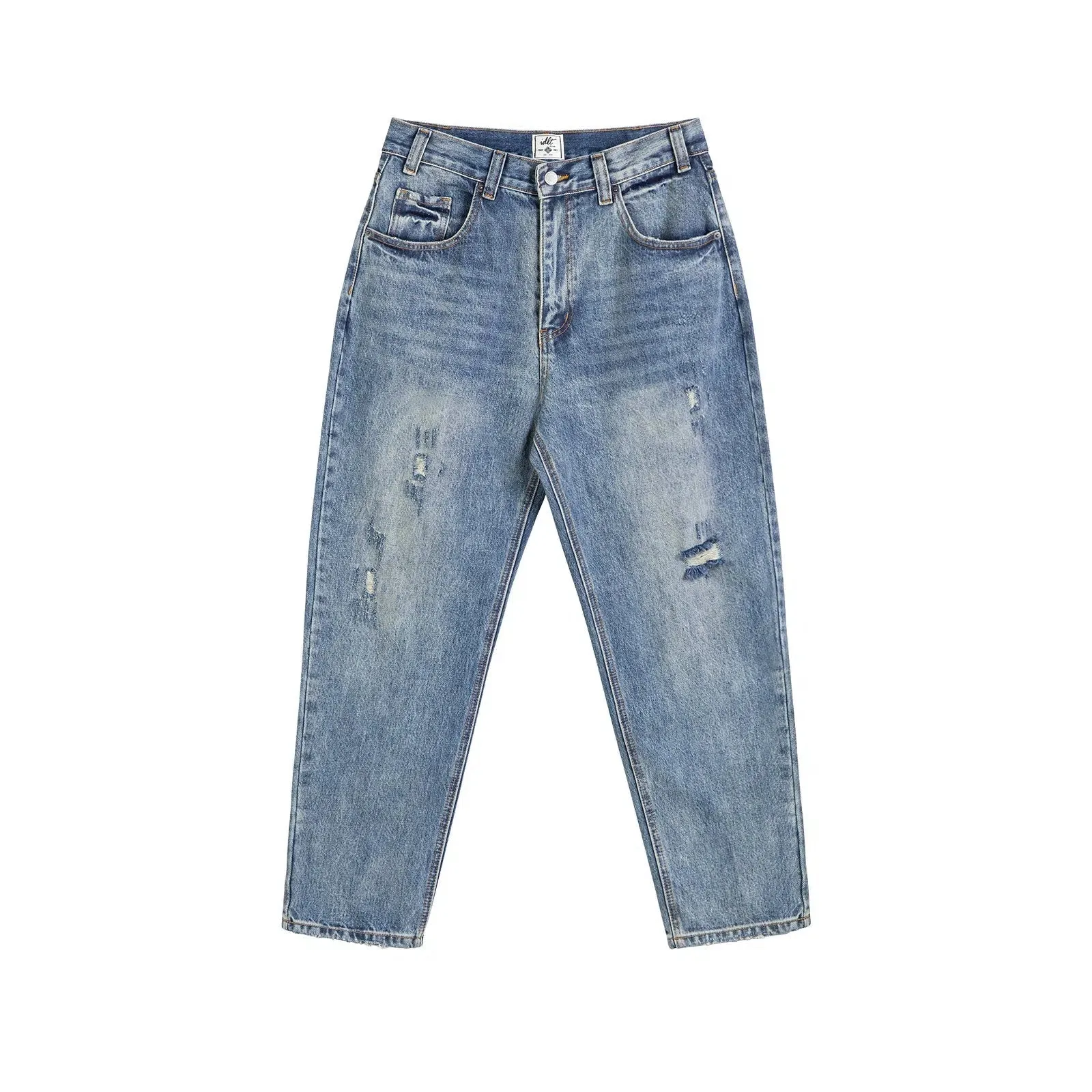 Retro Distressed Ripped Jeans