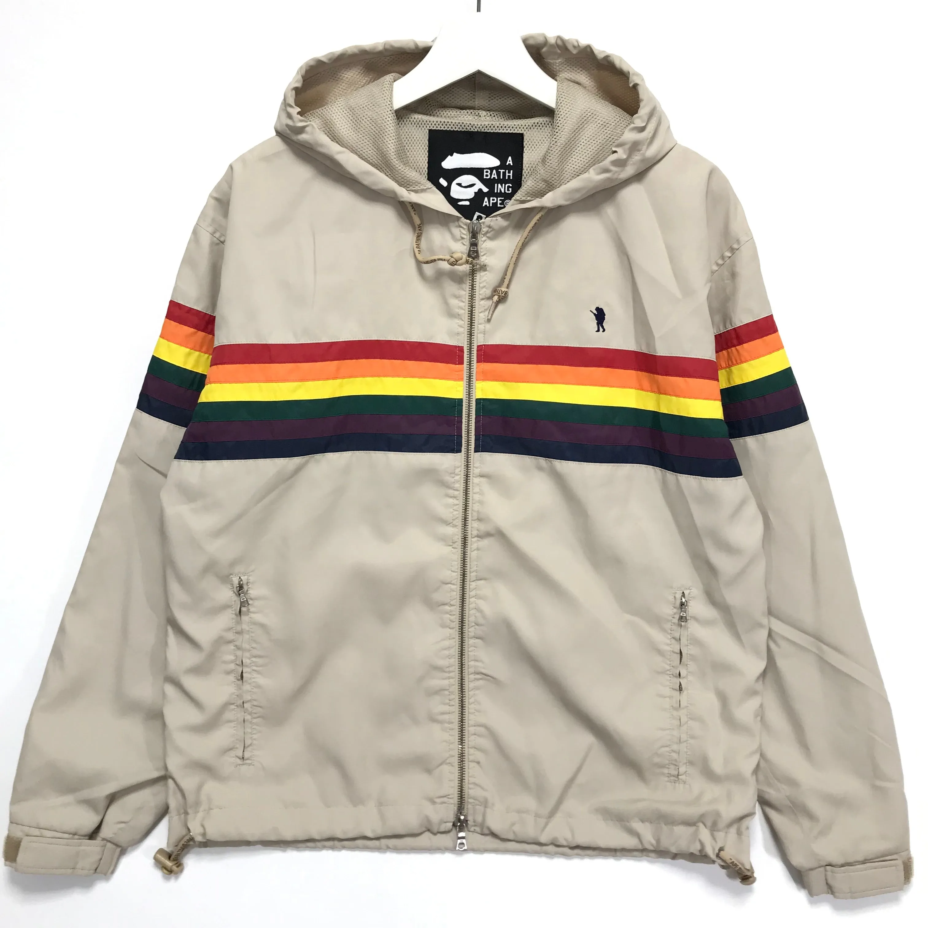 [S] A Bathing Ape Bape Vintage FOOTSOLDIER RAINBOW NYLON HOODED JACKET