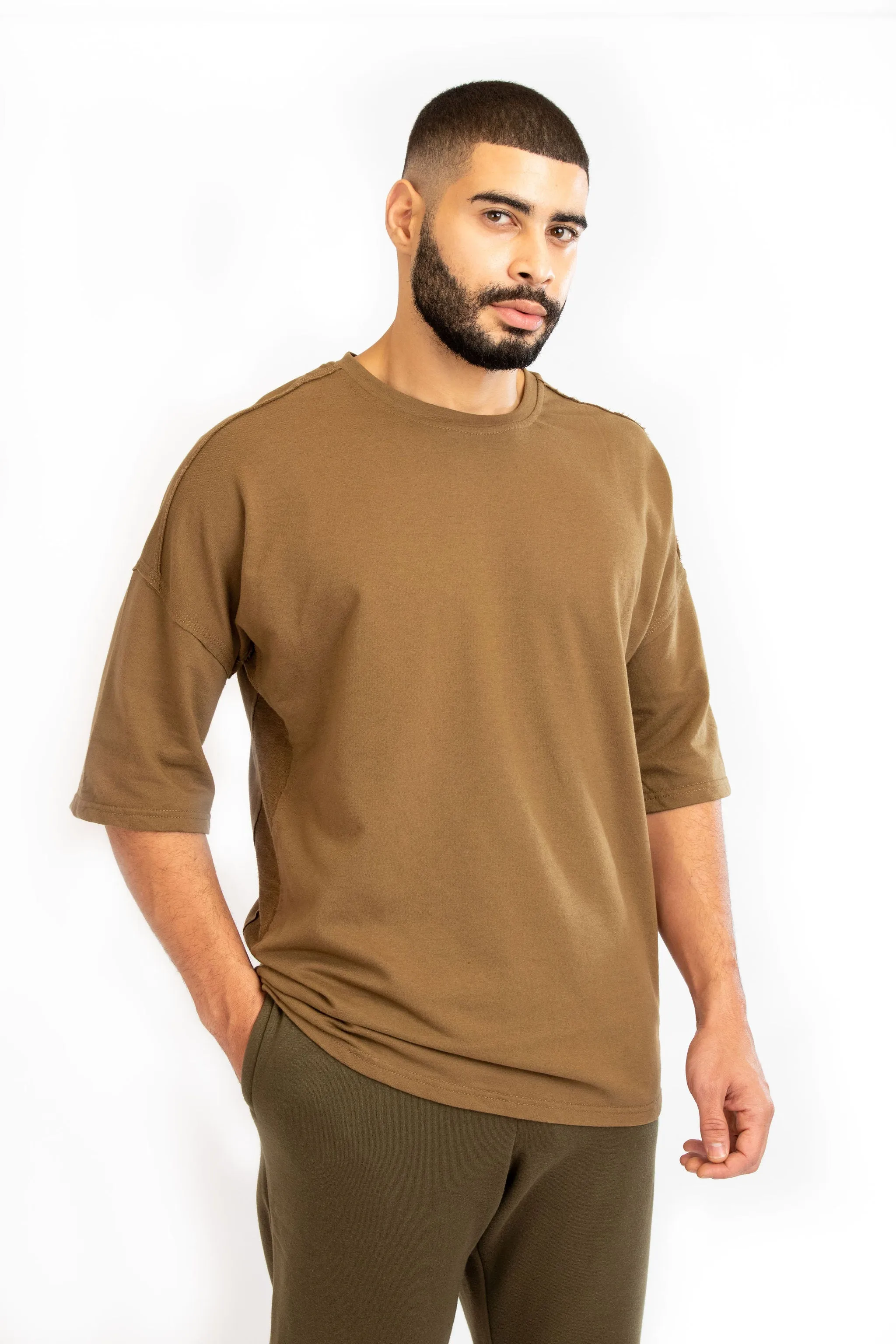 S&P Olive Oversized Cotton T-shirt